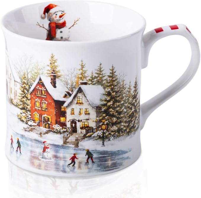 Christmas Snowy Village Coffee Mug, 12oz Ceramic Winter Mug by MFoffice