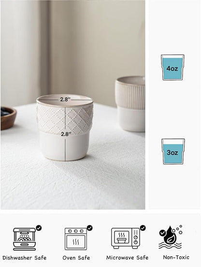 Espresso Cups Set of 2, 4oz Espresso Shot Cups, Mini Coffee Mugs Farmhouse Decor - Image 5