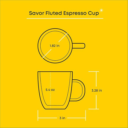 JoyJolt Fluted Glass Espresso Cups, 5.4oz Espresso Cup - Image 3