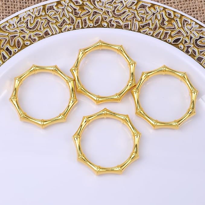 Shining Gold Bamboo Napkin Rings Set of 4 - Image 5