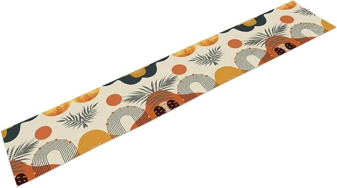 YCness Boho Leaf Table Runner, Mid Century Modern Minimalism Palm Tropical Leaf - Image 8