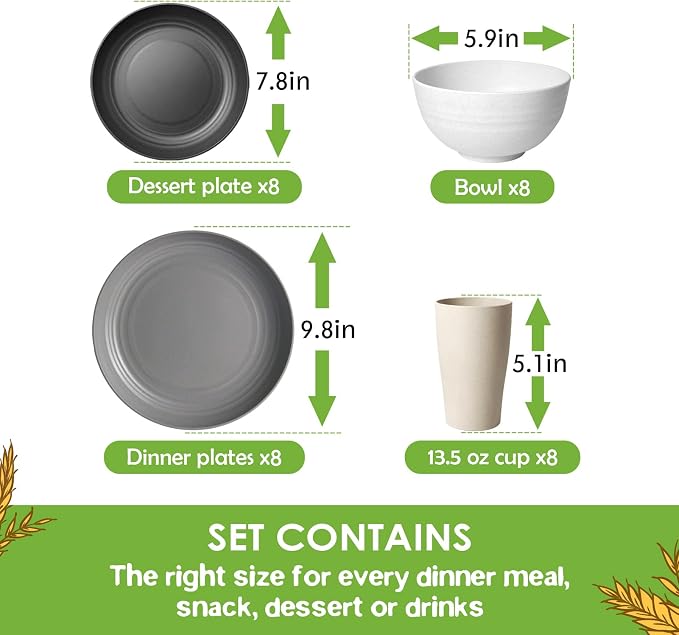 Teivio 32-Piece Plates and Bowls Sets - Image 2