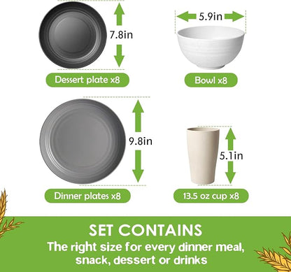 Teivio 32-Piece Plates and Bowls Sets - Image 2
