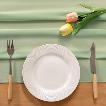 Sage Green Chiffon Table Runner Summer Boho Wedding Birthday Party Decor | 14ft - Image 3
