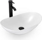eclife Bathroom Ceramic Sink Bowl Classic White Boat Porcelain Vessel Sink and Faucet Combo for Bathroom Countertop Bowl Sink & ORB Pop Up Drain (T44)