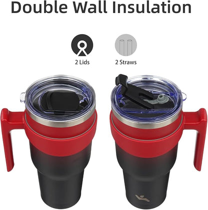 Konokyo 30 oz Tumbler with Handle and Straw, Insulated Travel Mug | Mystic - Image 3
