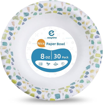 30 Pack Paper Bowls, 8 Oz Disposable Soup Bowl, Heavy Duty Printed Disposable - Image 8