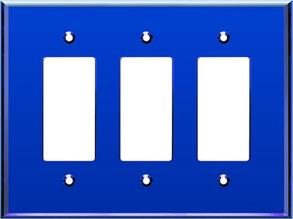 LIDER Reflective Acrylic Decorator Wall Plate, Mirrored Light Switch Plate, Plexiglass Outlet Cover, Acrylic Glass, Oversized 3-Gang 5.25" x 7.06", LWP-33O-ABL, Blue