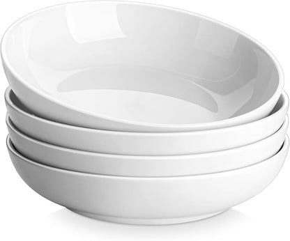 MALACASA 8.85" Large Pasta Bowls, 42 OZ White Salad Bowls Soup Bowls, Porcelain by MALACASA