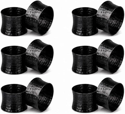 ITOS365 Black Napkin Rings Set of 12, Handmade Hammered Metal Napkin Ring by ITOS365