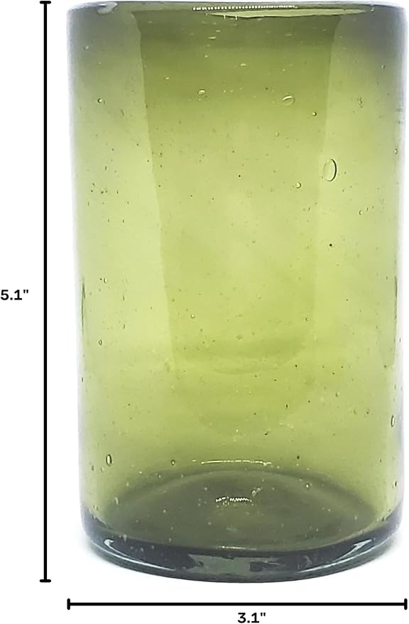 Solid Olive Green 14 oz Drinking Glasses, Recycled Glass, Toxin-Free - Image 9