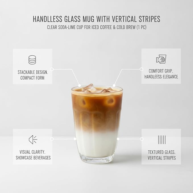 Handleless Glass Mug with Vertical Stripes - Image 4