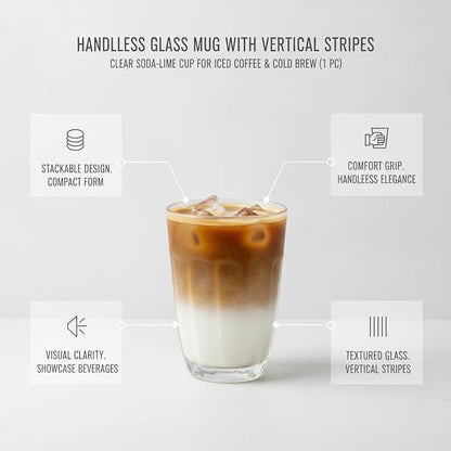Handleless Glass Mug with Vertical Stripes - Image 4