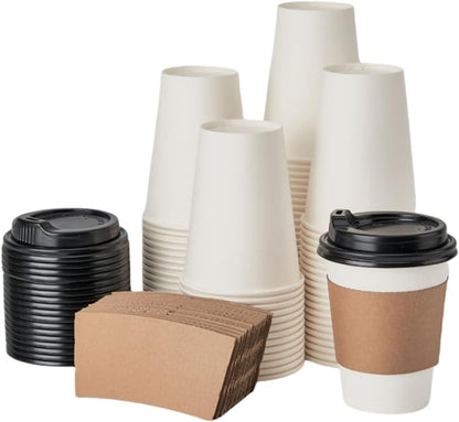 RACETOP 100 Pack Disposable Paper Coffee Cups by RACETOP