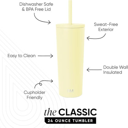 Simple Modern Iced Coffee Tumbler, Insulated | 24oz | Yellow | Reusable - Image 2