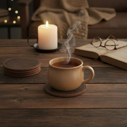 Set of 6 Coaster Geniune Leather Tea Coasters - Image 3