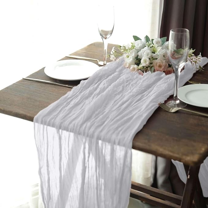 Efavormart 10ft Silver Cheesecloth Table Runner - Image 5