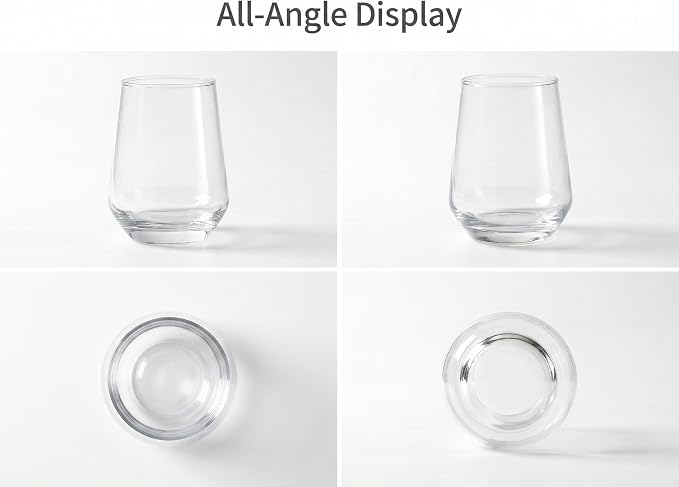 Lead-Free Clear Glass Cups Set 4-13oz., Thick Base Curved Drinking Cups - Image 6