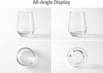 Lead-Free Clear Glass Cups Set 4-13oz., Thick Base Curved Drinking Cups - Image 6