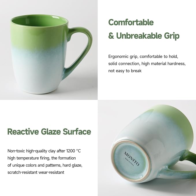 MONITO 17oz Ceramic Coffee Mugs Set of 6, Dishwasher&Microwave Safe, Reactive - Image 4