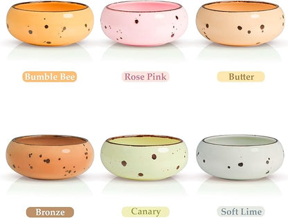 Small Hand Craft Dessert Bowls - 13.5oz Set of 6 - Microwave, Oven, Dishwasher Safe, Ice Cream, Soup, Snacks, Rice, Cereal, Chili, Side Dishes Dips, Ideal Gift - Blossom Assorted Color