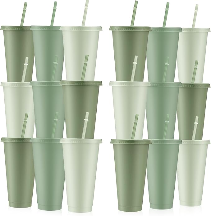 Skylety 24 Pcs Sage Green Plastic Cups by Skylety