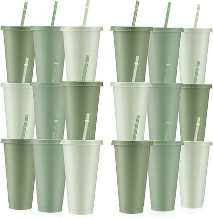 Skylety 24 Pcs Sage Green Plastic Cups by Skylety