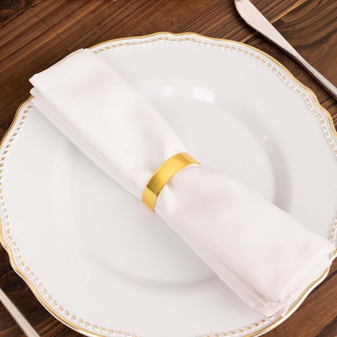 Efavormart 4 Pack | 2" Shiny Gold Metal Semicircle Napkin Rings, D-Shaped - Image 6