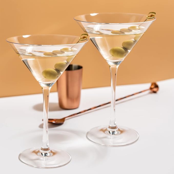 Chouggo Martini Glasses Set of 4, Hand Blown Premium Crystal Cocktail Glasses - Image 3