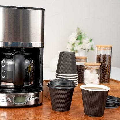 Restaurantware 8 Ounce Double Wall Disposable Coffee Cups, 500 Insulated Black - Image 8
