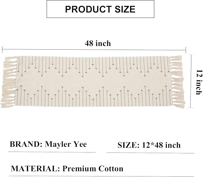 Table Runner 48 Inches Long, Boho Style - Image 7