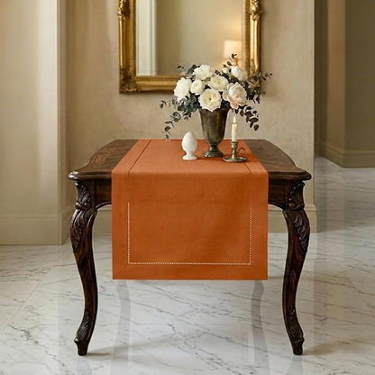 Signature Linen™ by D'Moksha Rust Table Runner 36 Inches, 100% Pure Linen by DMokshaHomes