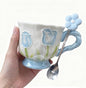 DTIUYIOP-Ceramic Coffee Mug 14oz/410ml Blue Cute Flower by Unknown