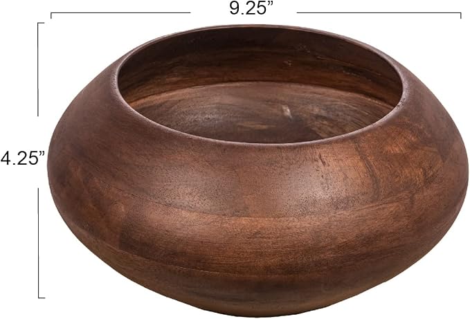 Bloomingville Modern Round Wood Bowl, Walnut Finish - Image 6