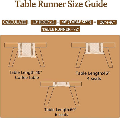 Boho Table Runner for Fall Thanksgiving Home Decor 12 x 72 Inches | Pottery - Image 4