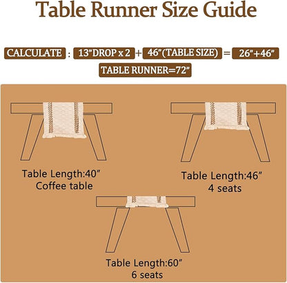 Boho Table Runners 36 Inches Long Summer Macrame Small Table Runner Cotton - Image 3