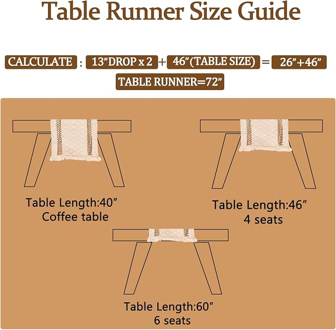 Boho Table Runner 108 Inches Long Summer Farmhouse Macrame Table Runner Cotton - Image 4