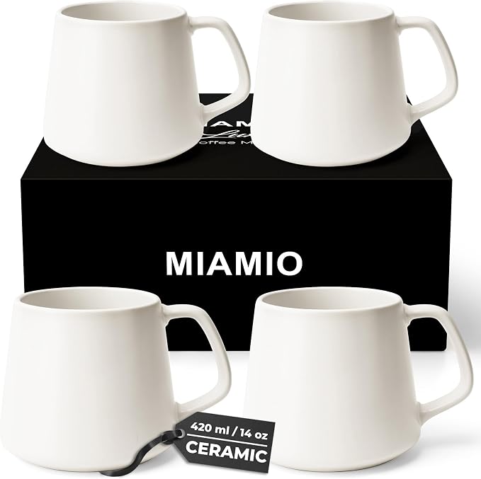 MIAMIO - Coffee Mugs Set of 4, Large - Luxe | Large Ceramic Coffee Mugs by MIAMIO