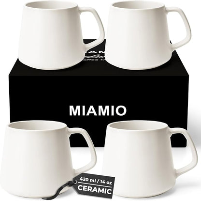 MIAMIO - Coffee Mugs Set of 4, Large - Luxe | Large Ceramic Coffee Mugs by MIAMIO