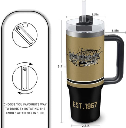 30 oz Tumbler with Handle and Straw,Car cup,Coffee Mug,100% Leakproof Insulated Tumbler with Lid and Straw,Made of Stainless Steel,Cup Holder Friendly Base,Classic Collection Gifts for Fans