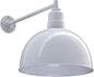Steel Lighting Co. Hollywood Bowl Light | Outdoor Wall Mounted | 15 inch Bowl Dome | 20 inch Straight Arm | Barn Light Made in America | White Exterior/White Interior