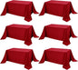 6-Pack Red Tablecloths for Rectangle Tables, 90 x 132 Inches, Stain-Resistant Polyester Fabric for 8 Foot Tables - Washable Table Covers for Weddings, Banquets, Birthday Parties, Events
