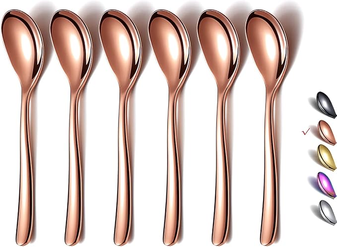 Copper Demitasse Espresso Spoons, 5.5'' Mini Coffee Spoons, Dishwasher Safe by HOMQUEN