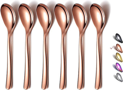 Copper Demitasse Espresso Spoons, 5.5'' Mini Coffee Spoons, Dishwasher Safe by HOMQUEN
