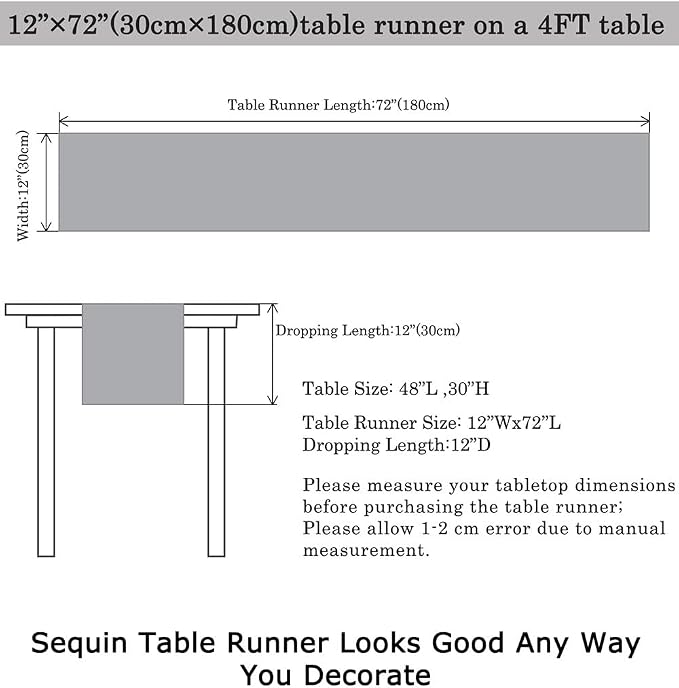 ShinyBeauty Wedding Decor Sequin Elegant Tassel Table Runner - Image 6