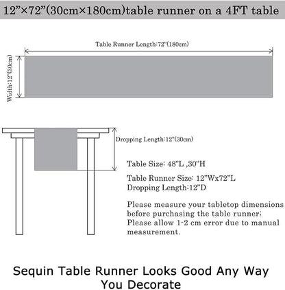 ShinyBeauty Wedding Decor Sequin Elegant Tassel Table Runner - Image 6