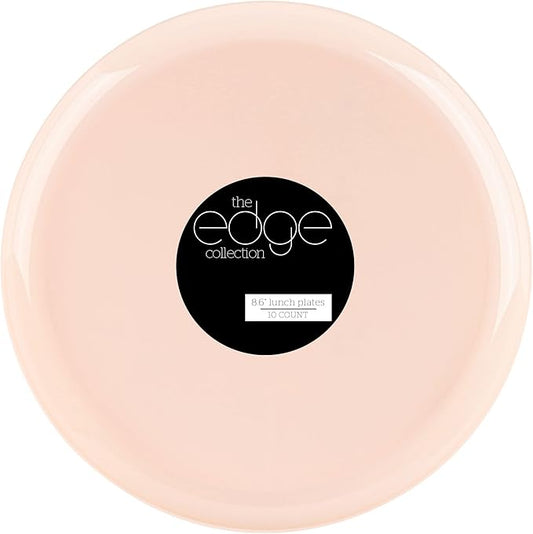 [30 Pack 8.6''] Pink Plastic Party Plates Edge Collection Premium heavyweight Elegant Disposable Tableware Dishes