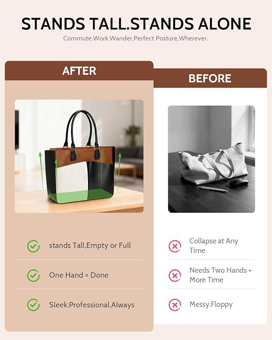 Laptop Tote Bag for Women, Leather Work Tote - Image 8