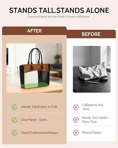 Laptop Tote Bag for Women, Leather Work Tote - Image 8