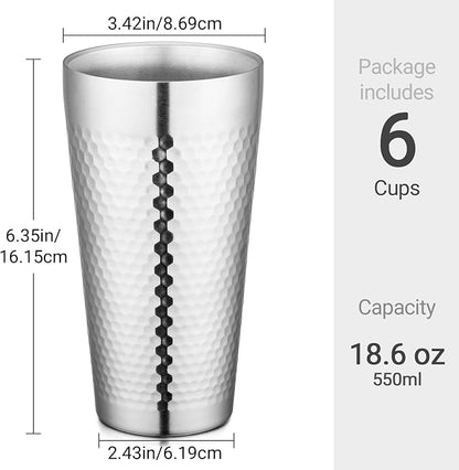 Beasea Stainless Steel Cups 19 oz, 6 Pack Large 18.6oz 550ml Stainless Steel - Image 2